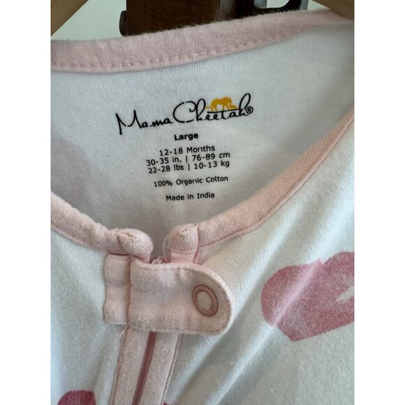 Mama Cheetah Organic Cotton Sleep Sack Size Large 12-18 Months Heart Design - Picture 3 of 3